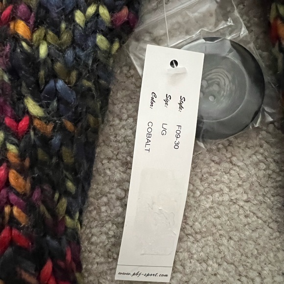 PBJ Sport Chunky Knit Cardigan Sweater Blue Multicolor Mohair & Alpaca Wool Blnd - Picture 8 of 9